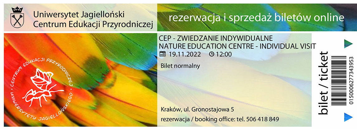Tickets to the Nature Education Centre, the Jagiellonian University Botanical Garden and the Jagiellonian University Museum